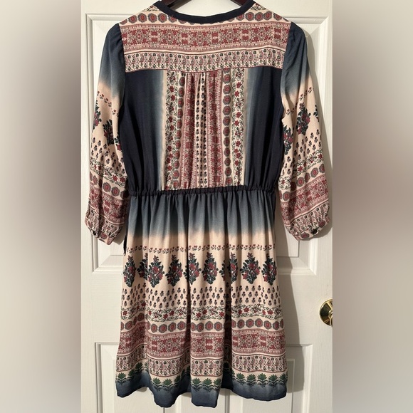 ANTHROPOLOGIE Floreat 2P PETITE Peasant Dress Crochet Block 3/4 Sleeve BOHO CHIC - Picture 3 of 16